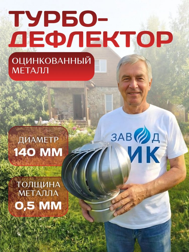 Турбодефлектор Д140 дефлектор для вентиляции, оцинкованный толстый металл, внутренний диаметр 140 мм