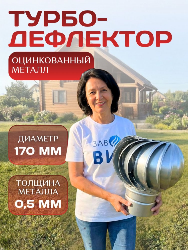 Турбодефлектор Д170 дефлектор для вентиляции, оцинкованный толстый металл, внутренний диаметр 170 мм