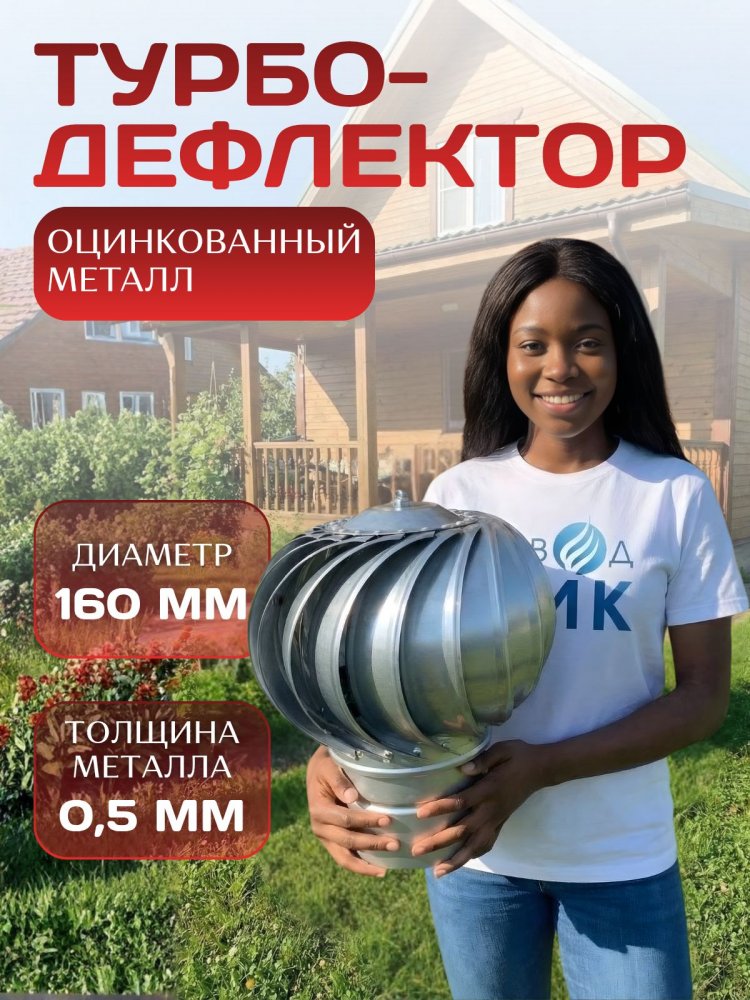Турбодефлектор Д160 дефлектор для вентиляции, оцинкованный толстый металл, внутренний диаметр 160 мм