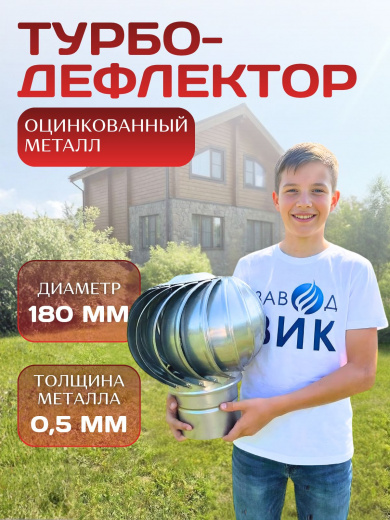 Турбодефлектор Д180 дефлектор для вентиляции, оцинкованный толстый металл, внутренний диаметр 180 мм